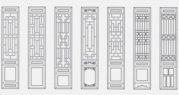 绩溪常用中式仿古花窗图案隔断设计图